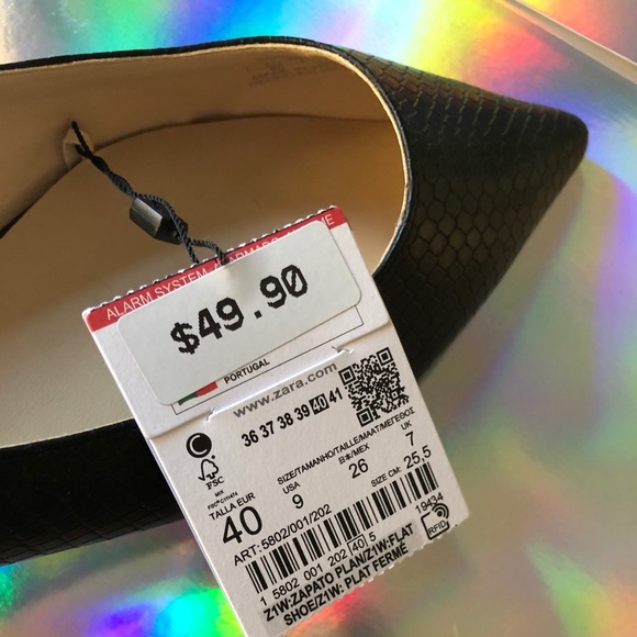 Zara nude black pointy toe flats loafer NWT 40 9 - Picture 4 of 5